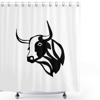 Personality  Cow Logo Illustration Shower Curtains
