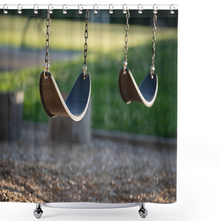 Personality  Playground Swings For Kids On The Warm Sunny Evening. Shower Curtains
