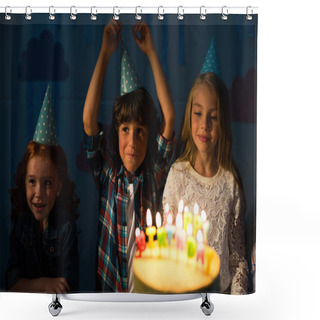 Personality  Happy Kids With Birthday Cake Shower Curtains