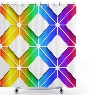 Personality  White Rectangles Ornament On Rainbow Background Seamless Pattern Shower Curtains