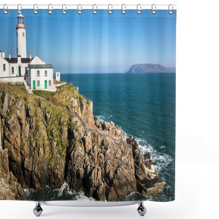 Personality  This Is Fanad Head Lighthouse Located On The North Coast Of Donegal Ireland Shower Curtains