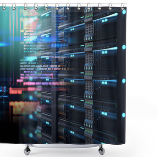 Personality  Super Computer Server Racks In Datacenter. 3d Illustration Shower Curtains