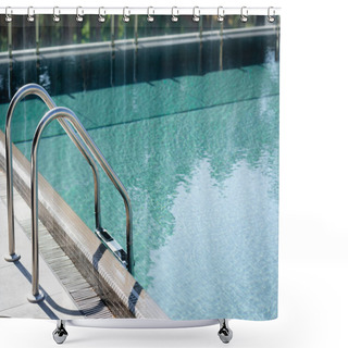 Personality  Transparent Swimming Pool With Railings On Resort During Daytime Shower Curtains
