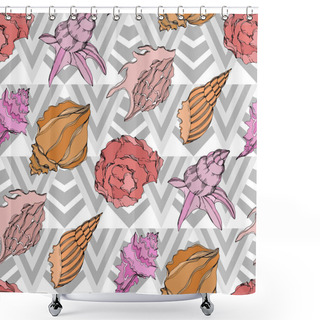 Personality  Vector Summer Beach Seashell Tropical Elements. Seamless Background Pattern. Shower Curtains
