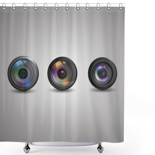 Personality  Vector Set Of Photo Camera Icon. Shower Curtains