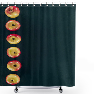 Personality  Top View Of Arranged Fresh Apples Isolated On Black Shower Curtains