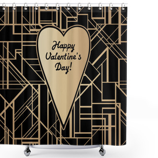 Personality  St. Valentine's Day Themed Art Deco Style Vector Geometric Pattern. Shower Curtains