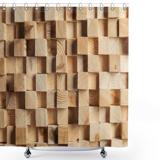 Personality  Light Brown Wooden Cubes Trendy Background Shower Curtains