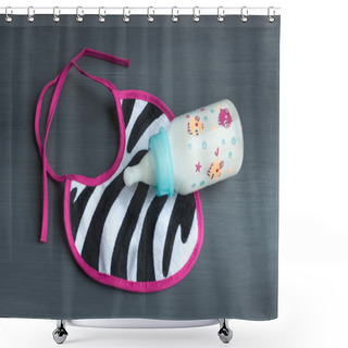 Personality  Clothing And Accessories Newborn Top View Bottle With Milk.  Shower Curtains