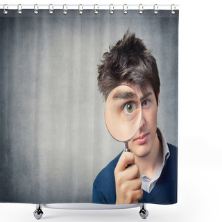 Personality  Man With Magnifying Glass Shower Curtains