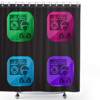 Personality  Analysing Four Color Glass Button Icon Shower Curtains