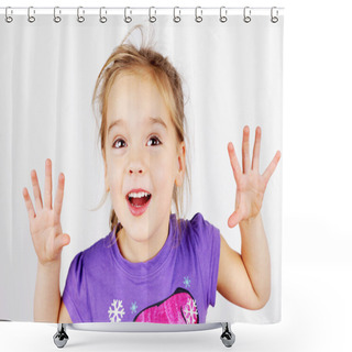 Personality  Cute Little Girl Playing Trick Shower Curtains