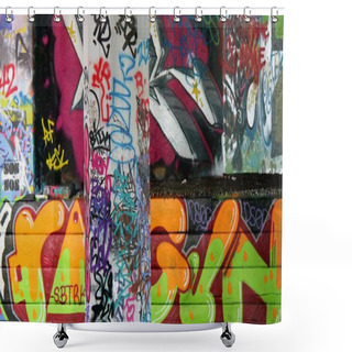 Personality  Graffiti Abstract Background At Skate Park London Shower Curtains
