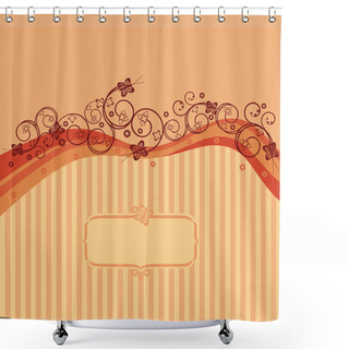 Personality  Orange Waves, Swirls And Butterflies Card Shower Curtains