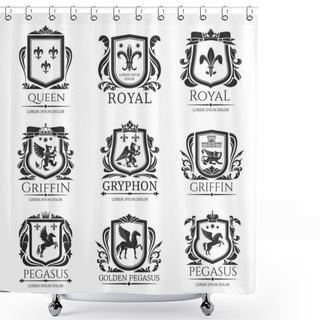 Personality  Royal Heraldry Emblems, Heraldic Animals Icons Shower Curtains