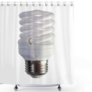 Personality  Florescent Light Bulb. Isolated Over White Shower Curtains