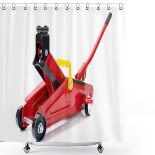 Personality  Red Hydraulic Floor Jack Isolated On White Background Shower Curtains