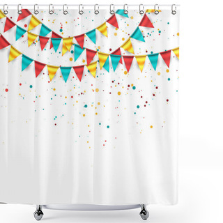 Personality  Confetti Background With Garland And Buntings Shower Curtains
