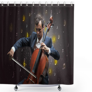 Personality  Falling Notes With Classical Musician Shower Curtains
