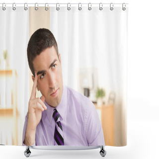 Personality  Handsome Man Thinking. Shower Curtains