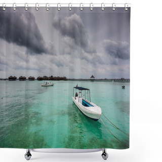 Personality  Boats And Resort At Mabul Island Shower Curtains