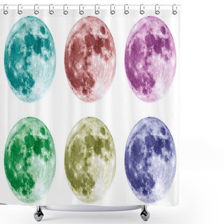 Personality  Colourful Full Moon On White Compilation Shower Curtains