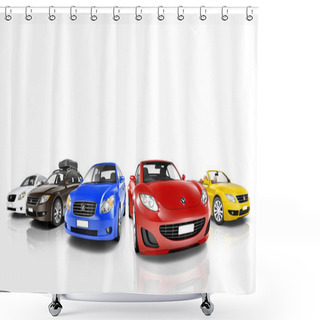 Personality  Colorful Cars In Row Shower Curtains