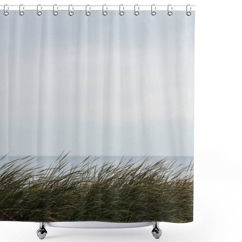 Personality  Calm Sea With Grassweed On Foreground Shower Curtains