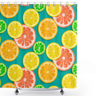 Personality  Seamless Citrus Fruits Background Vector (grapefruit,lime,lemon, Shower Curtains