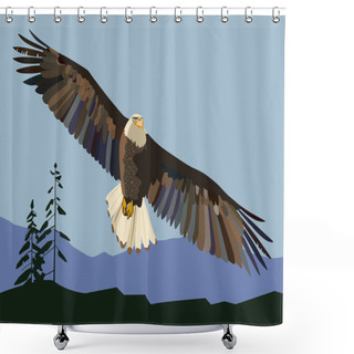 Personality  The Eagle Soars. Vector Drawing Shower Curtains