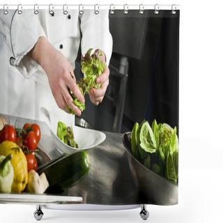 Personality  Chef Preparing Salad Shower Curtains