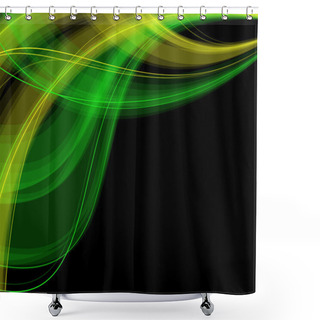 Personality  Abstract Green And Blue Waves On Black Background Shower Curtains