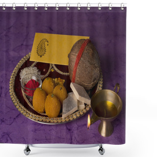 Personality  Indian Puja Thali Shower Curtains