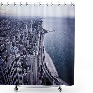 Personality  Aerial View Of Chicago Downtown Shower Curtains