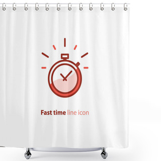 Personality  Quick Services, Fast Delivery, Deadline Time, Delay Alarm, Line Icon Shower Curtains