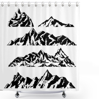 Personality  Hand Drawn Mountains Silhouettes For High Mountain Icon, Vector Illustration  Shower Curtains