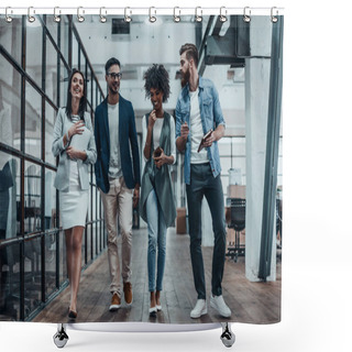 Personality  Business People Walking In Modern Office Shower Curtains