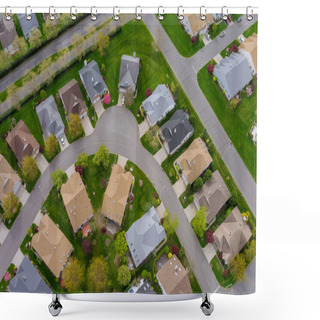 Personality  Panoramic View Of View At The Height Roofs Small Town Of Houses Of Bird Flight NJ USA Shower Curtains