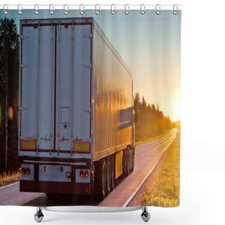 Personality  Truck On Wood Road In The Evening Shower Curtains