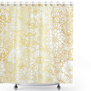 Personality  Golden Flowers Texture Vector Pattern. Shower Curtains