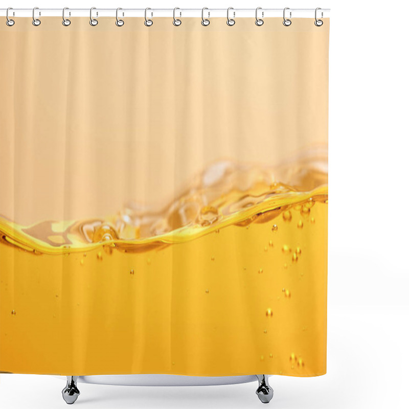 Personality  ripple yellow bright liquid with bubbles isolated on yellow shower curtains