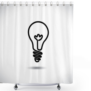 Personality  Incandescent Simple Black Line Light Bulb Icon Symbol Graphic. T Shower Curtains