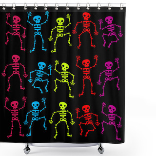 Personality  Colorful Dancing Skeletons Shower Curtains