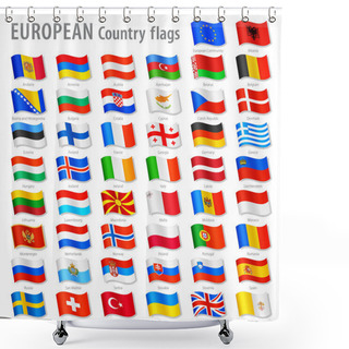 Personality  Vector Europe National Flag Set Shower Curtains