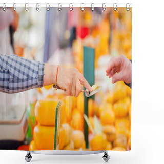 Personality  Male Hands Cutting Dutch Cheese Shower Curtains