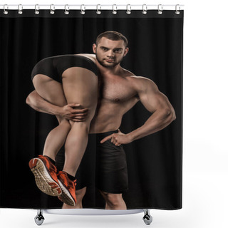 Personality  Sportive Man Holding Woman Shower Curtains