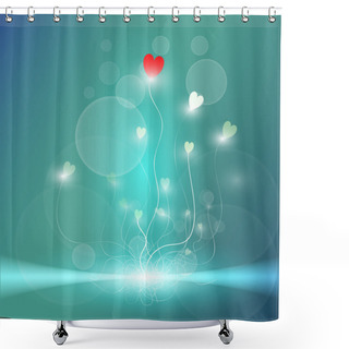 Personality  Vector Blue Background With Hearts. Shower Curtains