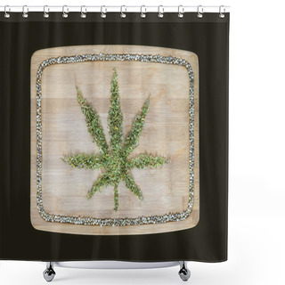 Personality  Cannabis Symbol Made Of Dried Hemp Leaves On A Wooden Bamboo Boa Shower Curtains