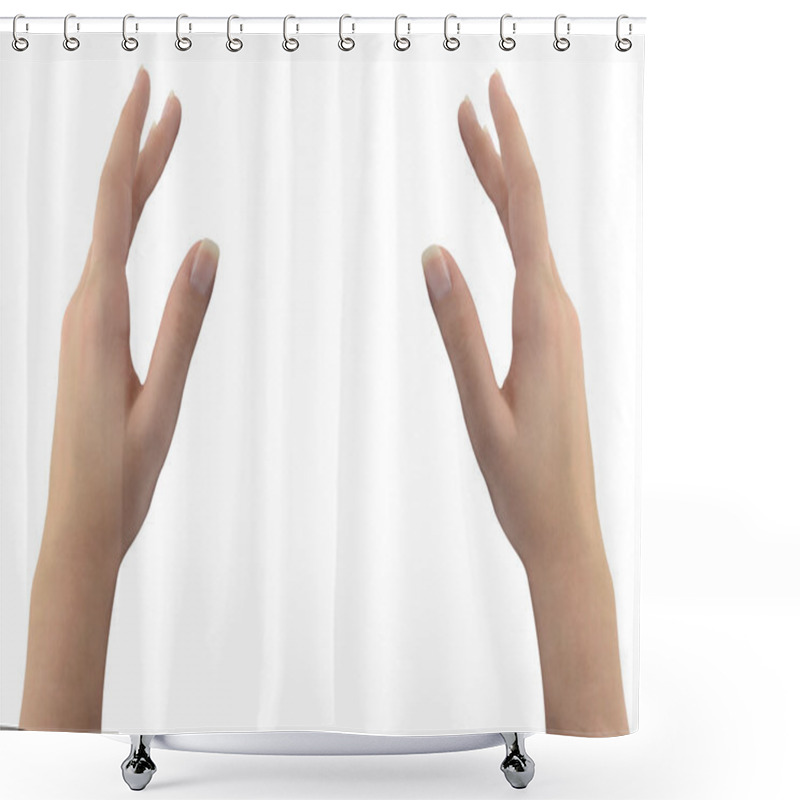 Personality  Woman's Hands Isolated On White Shower Curtains