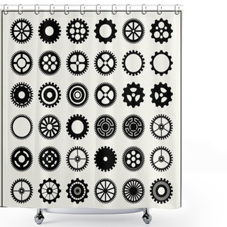 Personality  Collection Of 36 Gear Wheels Isolated On Light Background Shower Curtains
